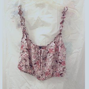 Floral Crop Top with Ruffled Straps (City Triangles) Pink (NEW & UNWORN)